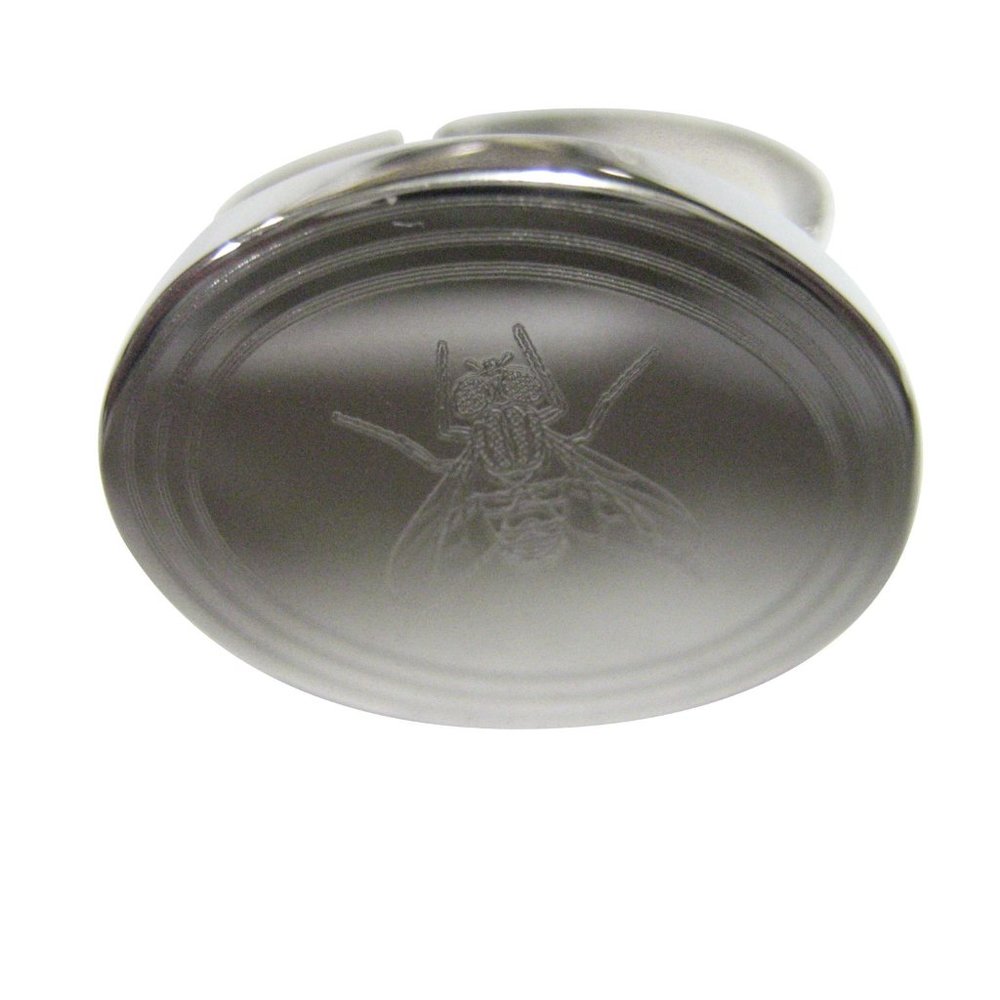Etched Oval Fly Bug Insect Adjustable Ring - image 1